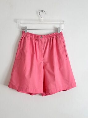 vintage high waisted pink lightweight cotton bermuda shorts elastic S M O/S